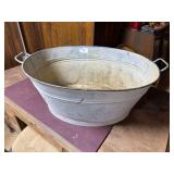 Large Galvanized Metal Wash Tub with Handles