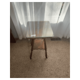 Wood Table with Glass Top and Shelf