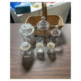 Assorted Decorative Glass Jars with Wicker Basket