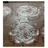 Set of 6 Pink Floral Glass Serving Dishes