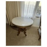 Round Marble Top Table with Wood Base