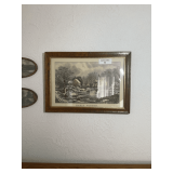 Framed Early Winter Print and Pair of Landscape Prints