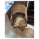 Wood Swivel Desk Chair with Woven Back and Seat