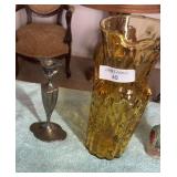 Assorted Home Decor: Vase, Candle Holder, and Miniature Lamp