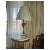 Accent Table Lamp with Marble Base and Red Glass Element