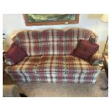 Upholstered Plaid Sofa and Matching Armchair