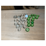 Assorted Clear and Green Glass Candle Holders