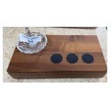 Wooden Jewelry Box with Glass Ring Holder