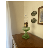 Vintage Style Green Glass Aladdin Oil Lamp