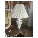 Floral Design Table Lamp with Pleated Shade