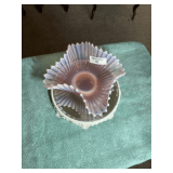 Vintage Style Fenton? Iridescent Glass Bowl on Decorative Stand