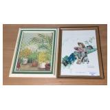Framed Wall Art - Norman Rockwell Print & Potted Plants