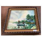 Framed "Fishermen" Painting Signed S.H. Ho