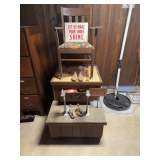 Shoe Shine Stand with Chair, Lasts, and Supplies