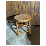 Small Wooden Stool with Woven Top