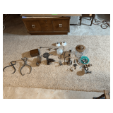 Mixed Lot of Collectibles: Logging Tongs, Recipe Box, Tools, and More