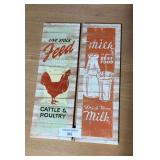 Set of Two Farmhouse-Style Decor Wall Art - Livestock Feed and Milk