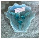 Blue Opalescent Glass Candy Dish