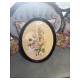 Floral Print Framed Round Artwork by J. L. Provost