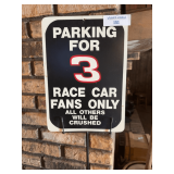 Race Car Fan Parking Sign with Stand