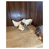 Cast Resin Farm Animal Figurines: Hens, Pig, and Rooster