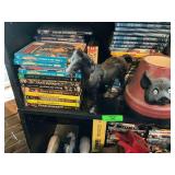 DVD Collection, Pig Planter, and Horse Figurine