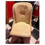 Assorted Furniture & Decor: Swivel Chair, Ottoman Storage Box, and Floor Lamp