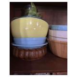 Mixed Collection of Serving Dishes and Utensils- top shelf