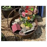 Unique Garden Decor - Metal Tub, Planters, and Assorted Items
