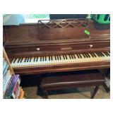 Weaver Upright Piano with Bench and Sheet Music