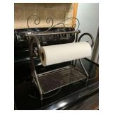 Decorative Metal Paper Towel Holder with Shelf