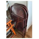 Set of Three Brown Folding Chairs