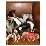 Collection of Horse Figurines and Related Items- shelf 3