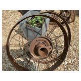 Two Decorative Metal Spoked Wheels