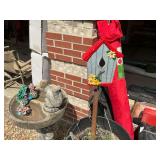 Outdoor Decor: Bird Bath, Planter, and Decorative Birdhouse