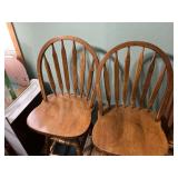 Pair of Wooden Bar Stools & Small Wooden Rack