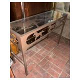 Equestrian Metal and Glass Console Table