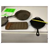 Cast Iron Cookware Lot: Griswold Waffle Iron, Lodge Skillet, Cornbread Pan & More