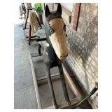 Painted  Hand Carved Wooden Rocking Horse on Frame
