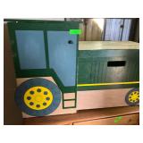 Wooden desk with storage bench. Hand painted.