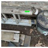 Lot of Roofing and Building Supplies: Ladder, Buckets, and Plates