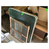 Folding Table and Wooden Baby Gate and small quilt rack.