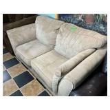 Contemporary Loveseat - Beige Fabric