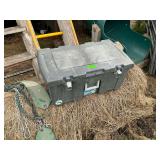 Black Storage Tote with Attached Wheels