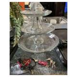 Clear Glass Tiered Dessert Stand and Serving Pieces