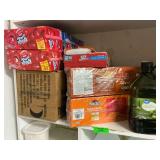Pantry Lot with Snacks, Olive Oil, and Water