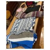 Textiles and Clothing Lot: Blankets, Apparel, and Crochet Items