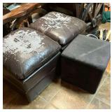 Set of Three Storage Ottomans