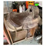 Leather Western Saddle with Floral Tooling