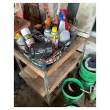 Shelf with Power Inverter, Sprays and Tools
